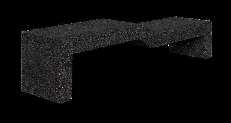 Sitzbank VENEZIA BABY aus rekonstituiertem Marmor, Sitzfläche gestockt, in schwarz ebano