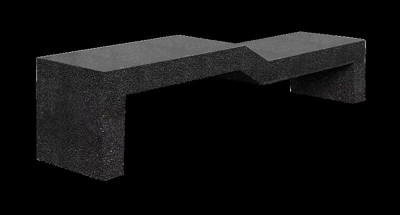 Sitzbank VENEZIA BABY aus rekonstituiertem Marmor, Sitzfläche geschliffen, in schwarz ebano