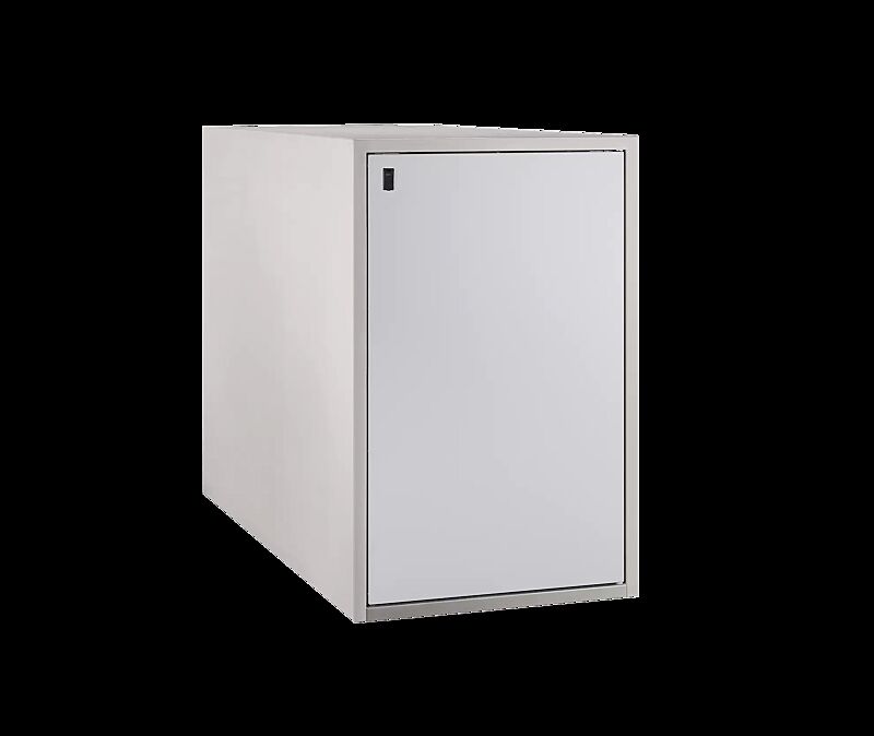 Fahrradgarage ARLINGTON, vorgerüstet für Zylinderschloss, Korpus Sichtbeton glatt, basisgrau, Türblatt RAL 7035 lichtgrau