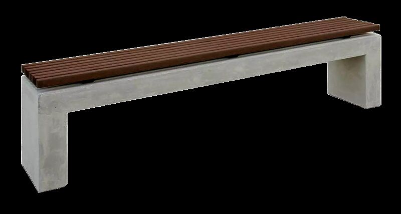 Sitzbank ANDROMEDA WOOD ohne Rückenlehne, mit Okouméholzbelattung, Sichtbeton, unbehandelt in naturgrau - 19