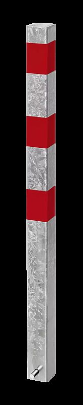 Sperrpfosten GERNIKA NEW zum Einbetonieren, feuerverzinkt mit roten Reflexstreifen