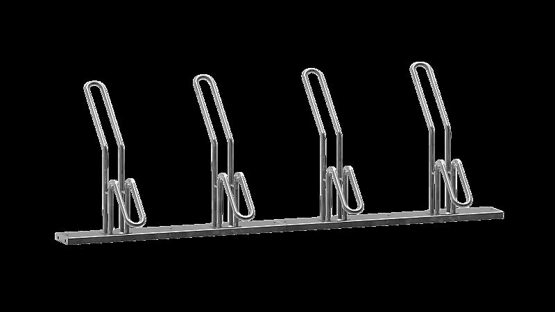 Fahrradständer HERVEY einseitig 90°, tief, zum Aufdübeln, 4 Stellplätze