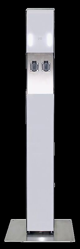 Ladesäule CAVAN, mit RFID-Zugangsautorisierung und LED-Signalisierung, Edelstahl