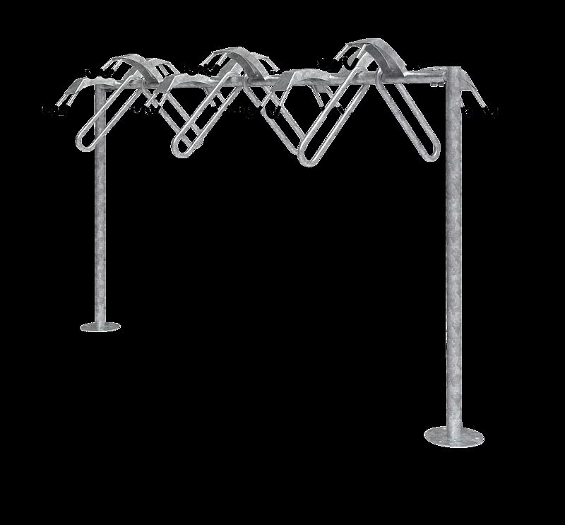 Lenkerhaltesystem APROPOS doppelseitig, zum Aufdübeln, 12 Stellplätze, feuerverzinkt
