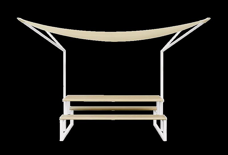 Freizeitüberdachung MANTUA, Aluminium in natürlichem Eschenholzoptik-Effekt, Stahlteile in RAL 9003 signalweiß