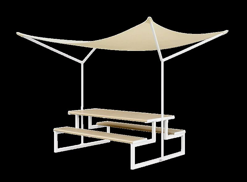 Freizeitüberdachung MANTUA, Aluminium in natürlichem Eschenholzoptik-Effekt, Stahlteile in RAL 9003 signalweiß