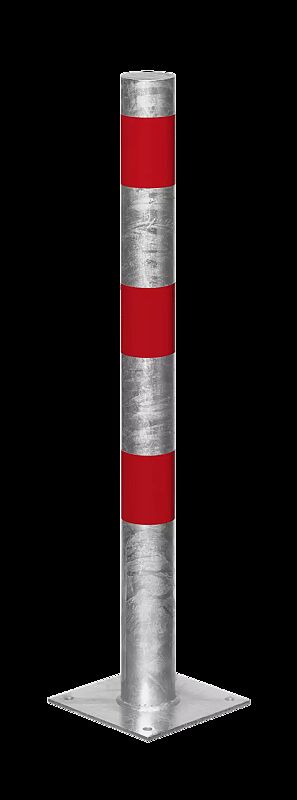 Sperrpfosten GERODA zum Aufdübeln, mit Bodenplatte, Ø 76 mm, feuerverzinkt