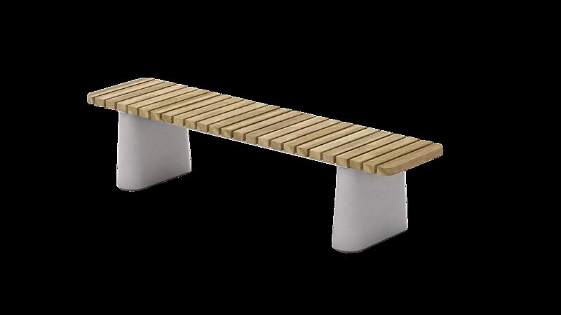 Sitzbank REFORMA ohne Rückenlehne, gerade, mit Querbelattung, Breite 1800 mm, mit Robinienholzbelattung, HSC®-Beton in hellgrau