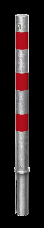 Sperrpfosten GERODA zum Einbetonieren, herausnehmbar aus Bodenhülse mittels Profilhalbzylinderschloss, Ø 76 mm, feuerverzinkt