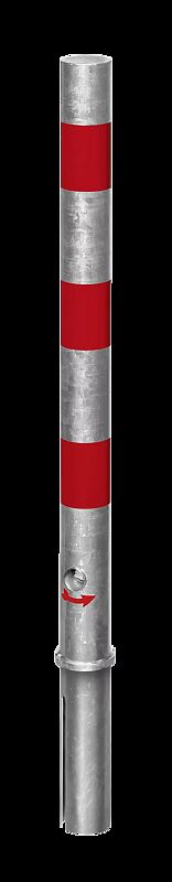 Sperrpfosten GERODA zum Einbetonieren, herausnehmbar aus Bodenhülse mittels Dreikantschloss, Ø 76 mm, feuerverzinkt