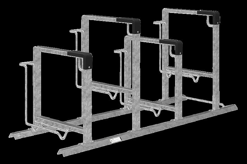 Fahrradparker KONTUR einseitig, Anbaueinheit, 4 Stellplätze