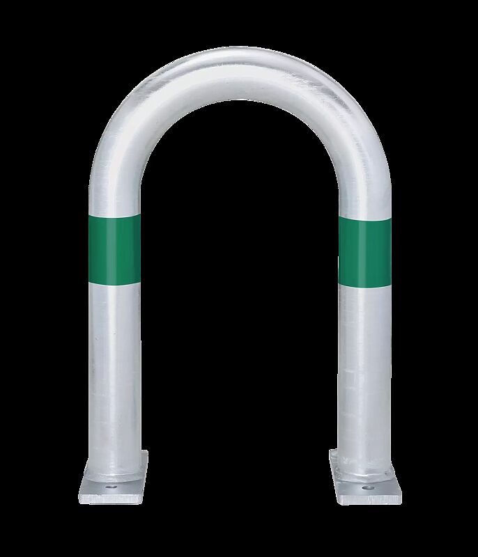 Ladesäulenschutzbügel ADAST, Breite 360 mm, zum Aufdübeln, mit 2 Reflexstreifen in grün