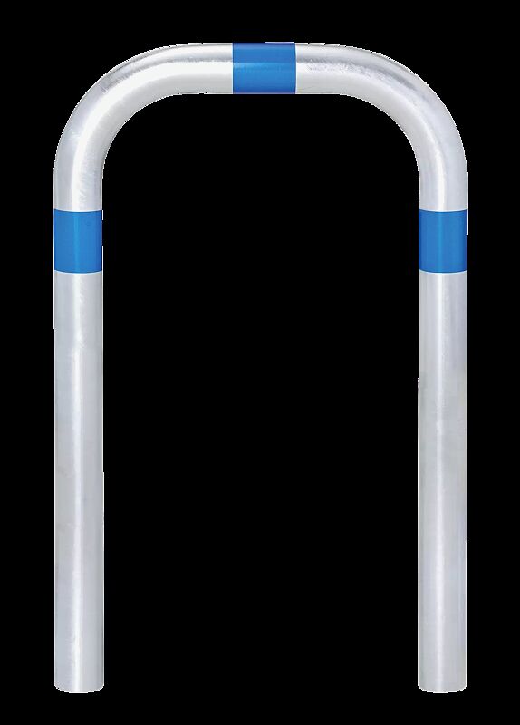 Ladesäulenschutzbügel ADAST, Breite 500 mm, zum Einbetonieren, mit 3 Reflexstreifen in blau