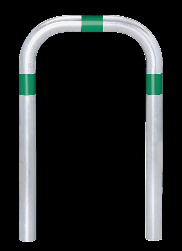 Ladesäulenschutzbügel ADAST, Breite 500 mm, zum Einbetonieren, mit 3 Reflexstreifen in grün