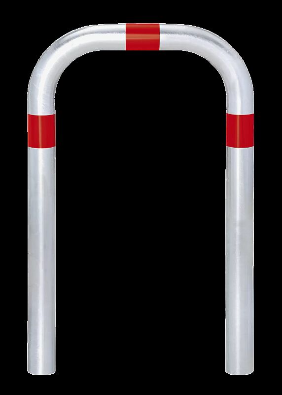 Ladesäulenschutzbügel ADAST, Breite 500 mm, zum Einbetonieren, mit 3 Reflexstreifen in rot