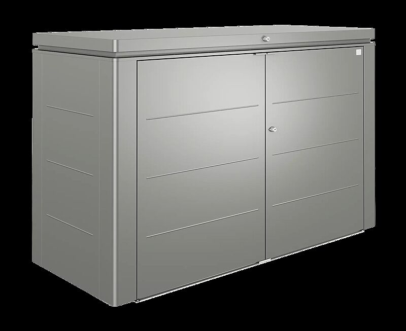 Müllbehälterschrank HIGHBOARD, Modell 200, für 3 x 120 Liter oder 3 x 240 Liter Mülltonnen in quarzgrau-metallic