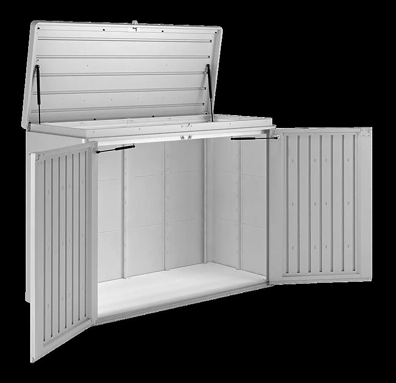 Müllbehälterschrank HIGHBOARD, Modell 160, für 3 x 120 Liter Mülltonnen in silber-metallic