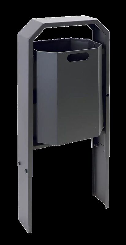 Abfallbehälter DEVON zum Einbetonieren, in RAL 7016 anthazitgrau