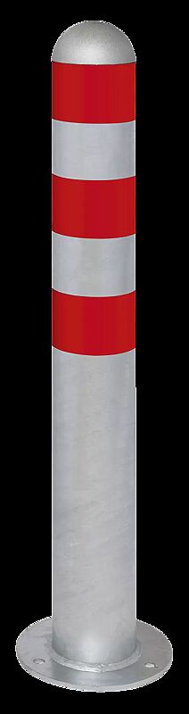 Schutzpoller ANTIN zum Aufdübeln, mit Reflexfolie in rot, feuerverzinkt