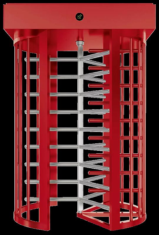 Einzel-Drehkreuz PALAMAS, Rotor aus Edelstahl, Rahmen kunststoffbeschichtet in RAL 3028 reinrot (gegen Aufpreis)