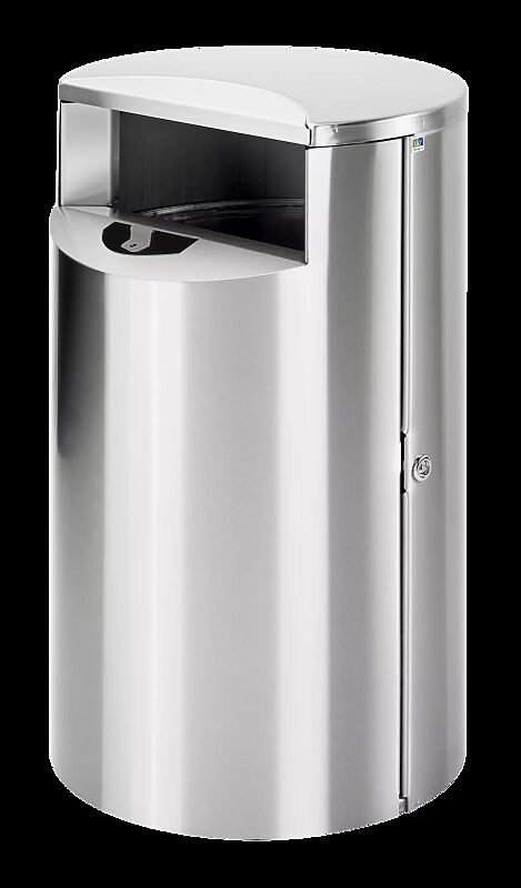 Abfallbehälter FINBIN CITY aus Edelstahl, 39 Liter, mit Ascher, zur Wand- bzw. Pfostenbefestigung