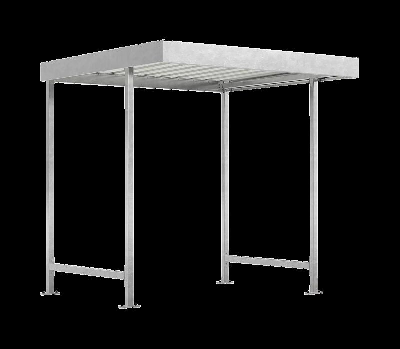 Fahrradüberdachung ARIES, Dachbreite x Dachtiefe 2340 mm x 2200 mm, einseitig, ohne Rück- und Seitenwände, Stahlkonstruktion feuerverzinkt