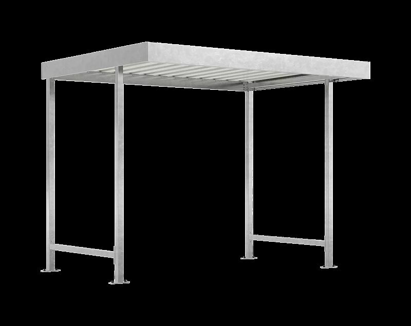 Fahrradüberdachung ARIES, Dachbreite x Dachtiefe 2960 mm x 2200 mm, einseitig, ohne Rück- und Seitenwände, Stahlkonstruktion feuerverzinkt