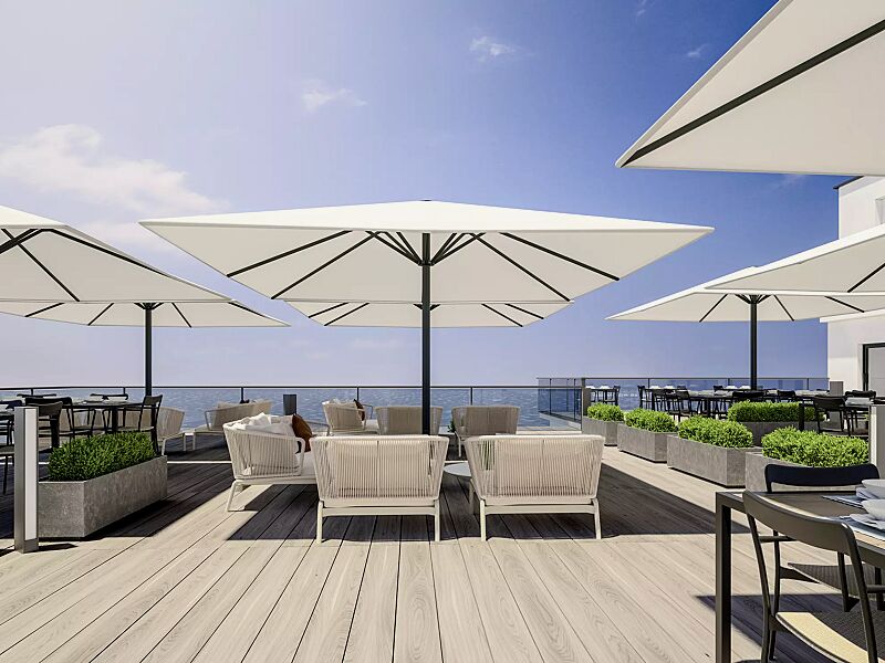 Mittelmastschirm TROPEA, Schirmtuch in White Sand