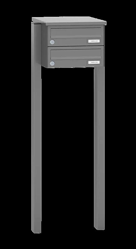 Briefkastenanlage ASTET mit 2 Briefkästen, zum Einbetonieren, ohne Sprech- und Klingelfach, in RAL 9007 graualuminium