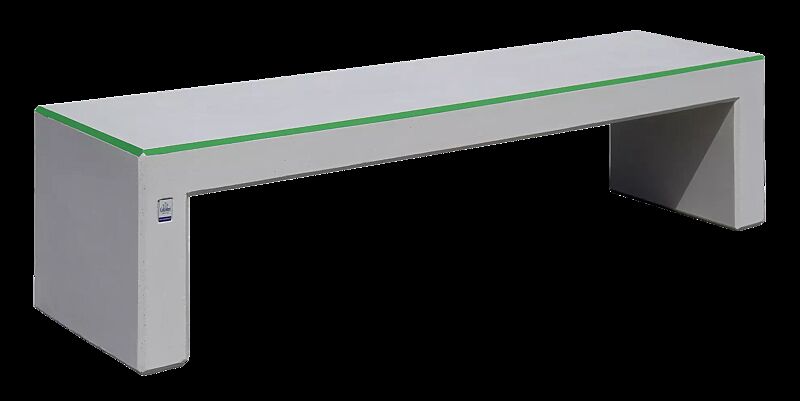 Sitzbank ANDROMEDA SMOGEATER aus photokatalytischem Beton in weiß, Sitzfläche mit abgerundeten Kanten in hellgrün