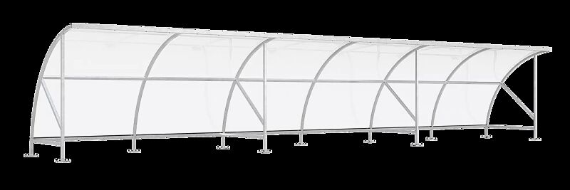 Fahrradüberdachung CEPHEUS, Dachbreite x Dachtiefe 12350 mm x 2100 mm, Stahlkonstruktion feuerverzinkt