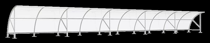 Fahrradüberdachung CEPHEUS, Dachbreite x Dachtiefe 20550 mm x 2100 mm, Stahlkonstruktion feuerverzinkt