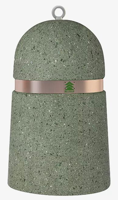 Poller MEL aus rekonstituiertem Marmor, in grün alpi, mit Kupferband