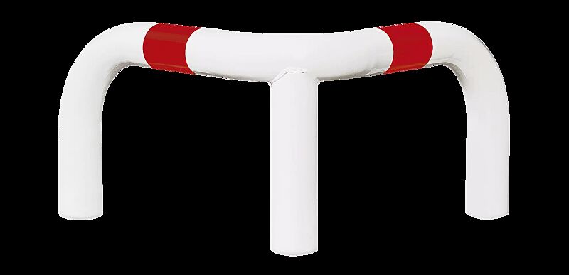 Rammschutzwinkel KEURU zum Einbetonieren, Höhe über Flur 350 mm, weiß kunststoffbeschichtet mit roten Signalstreifen