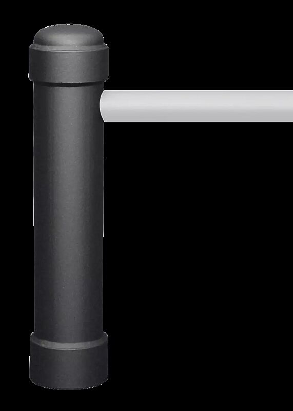 Rabattengeländer mit Poller STIL 76, Anfangspoller mit Verbindungsrohr, in DB 703 eisenglimmer