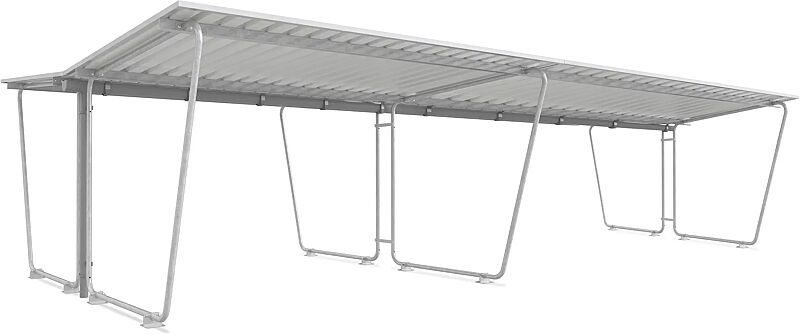 Fahrradüberdachung INDUS, Dachbreite x Dachtiefe 9150 mm x 4660 mm, doppelseitig, ohne Rück- / Seitenwände, Stahlkonstruktion feuerverzinkt