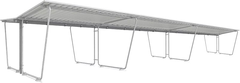 Fahrradüberdachung INDUS, Dachbreite x Dachtiefe 13500 mm x 4660 mm, doppelseitig, ohne Rück- / Seitenwände, Stahlkonstruktion feuerverzinkt