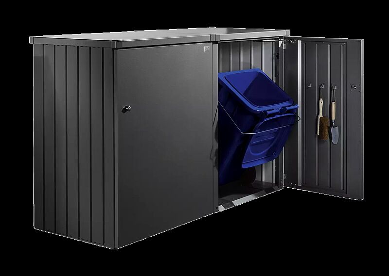 Müllbehälter-Doppelschrank ALEX®, bestehend aus 2 Einzelschränken inkl. einem Verbindungselement, in dunkelgrau-metallic