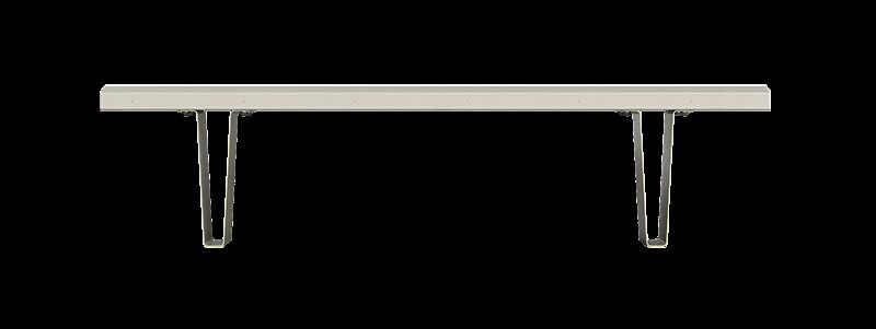 Sitzbank MALY ohne Rückenlehne, HPC-Beton in weiß, Stahlteile in RAL 6013 schilfgrün