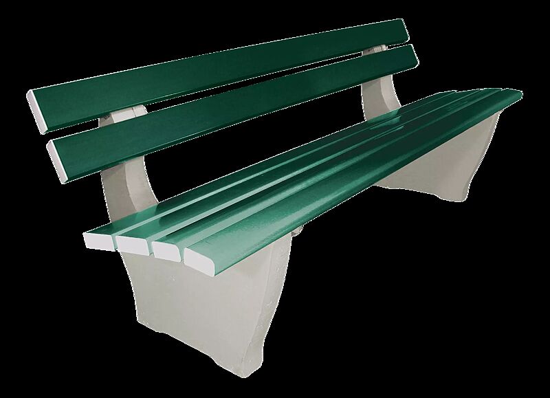 Sitzbank CATANIA, mit PVC-Kunststoffbelattung mit Holzeinlage, in grün ähnlich RAL 6005