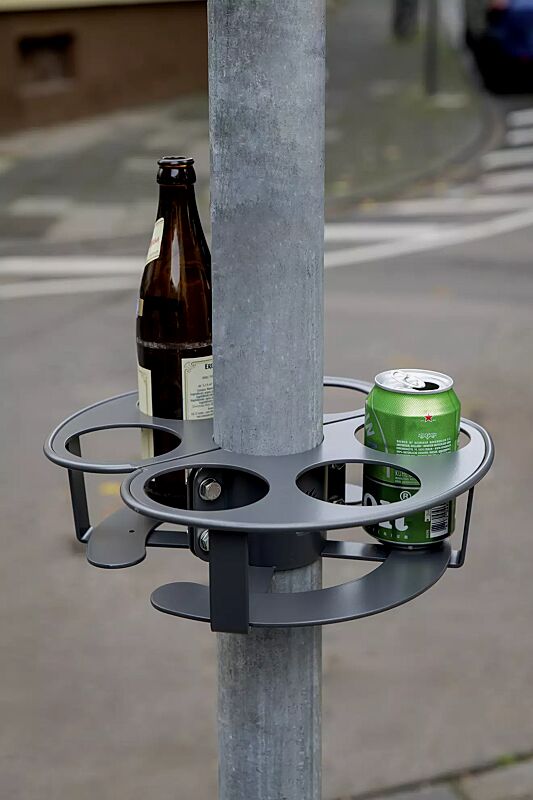 Pfandring für Pfosten, für Pfostendurchmesser 60 bis 90 mm, Edelstahl in DB 703 eisenglimmer