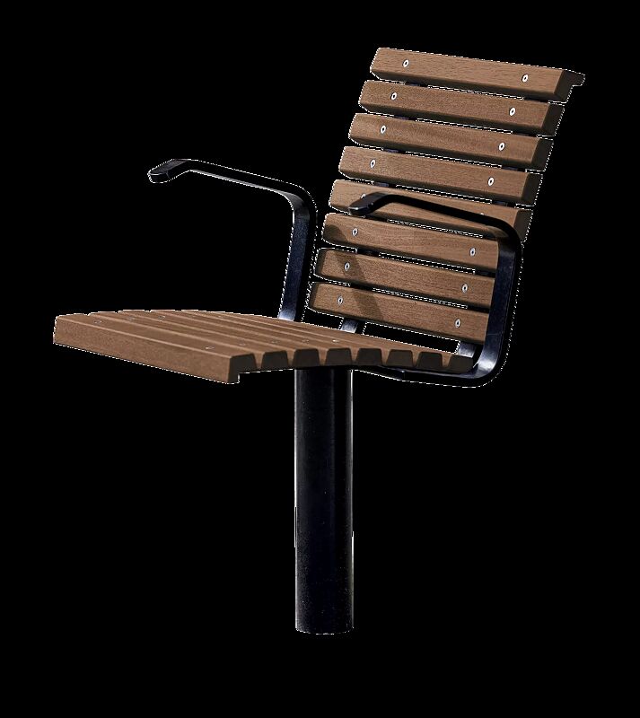 Sitz FJORDPARK mit Armlehnen, Stahlteile in RAL 9005 tiefschwarz