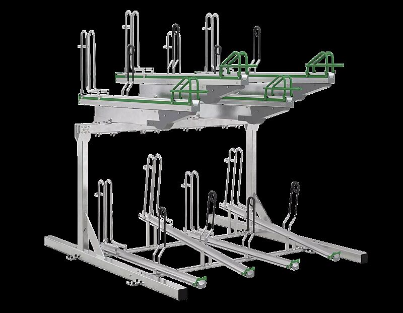 Doppelstock-Fahrradparksystem FLEXHUB PREMIUM, einseitig, 8 Stellplätze