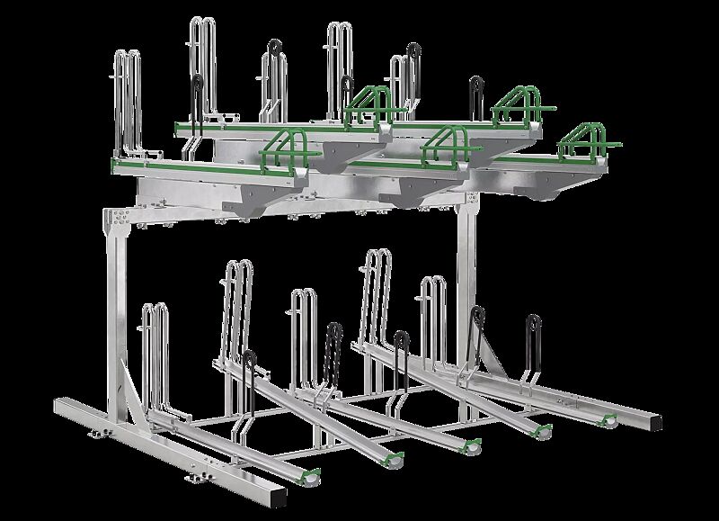 Doppelstock-Fahrradparksystem FLEXHUB PREMIUM, einseitig, 10 Stellplätze