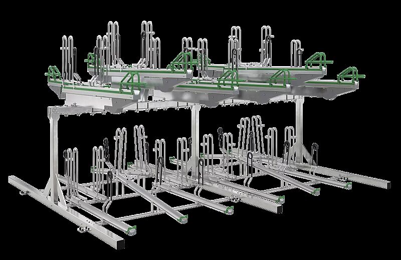 Doppelstock-Fahrradparksystem FLEXHUB PREMIUM, doppelseitig, 24 Stellplätze