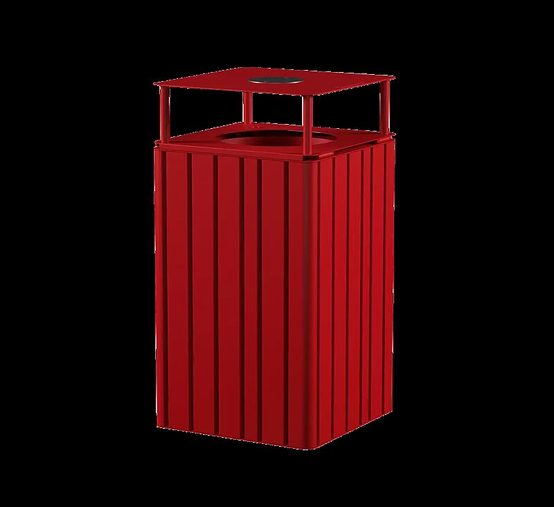 Abfallbehälter MANTUA mit Schutzdach, in RAL 3000 feuerrot