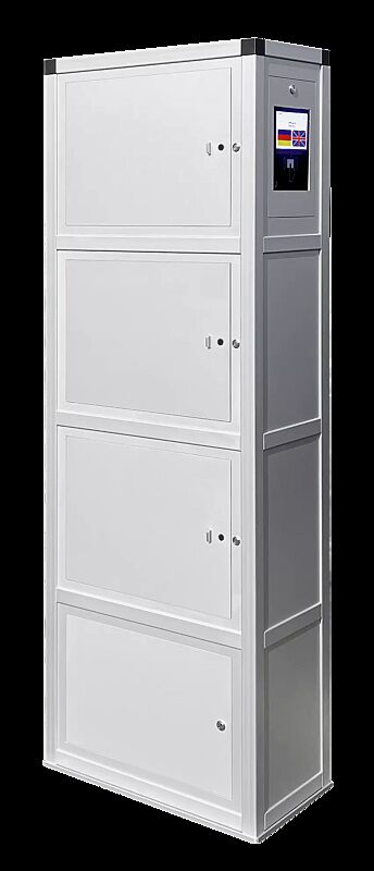 E-Bike-Ladestellenschrank AMARO EDGE, 3 große Ladefächer mit PIN-Code-Autorisierung und Anschlussraum