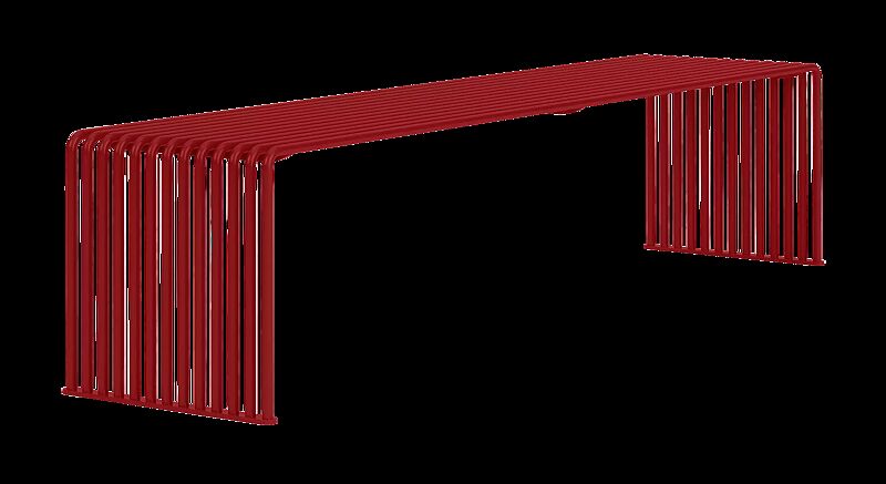 Sitzbank ANZIO ohne Rückenlehne, gerade, in RAL 3000 feuerrot