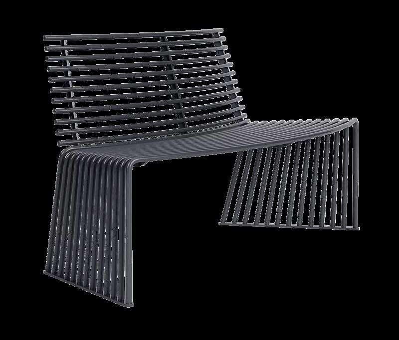 Sitzbank ANZIO mit Rückenlehne, konvex gebogen 45°, in eisenglimmergrau