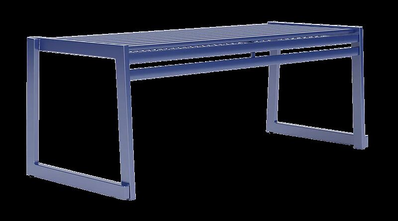 Sitzbank CORTINA ohne Rückenlehne, zum freien Aufstellen, Breite 1200 mm, in RAL 5023 fernblau